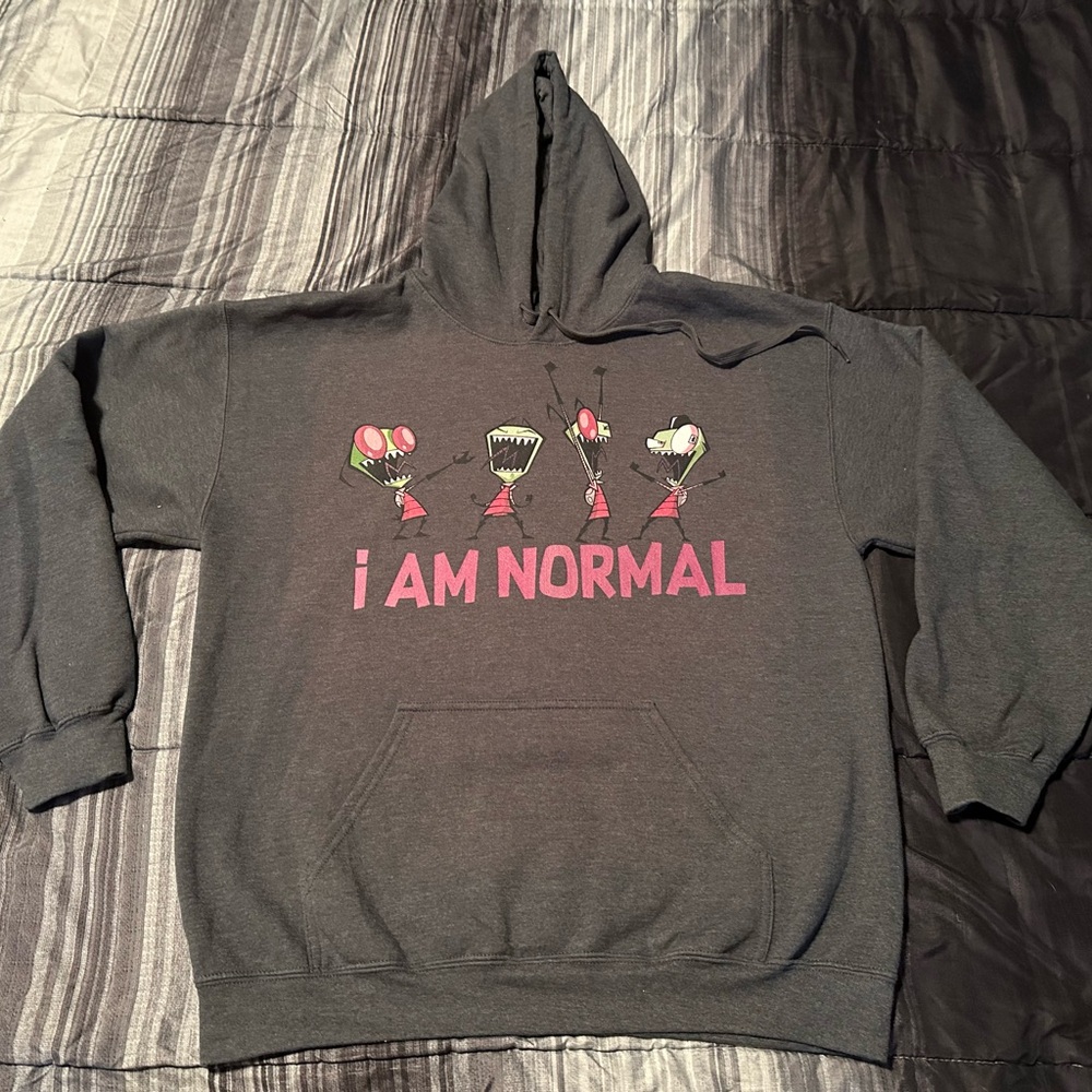 Gray Hoodie with Cartoon Graphic